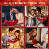 Preserved Real Red Rose with Necklace Forever Flowers Rose Birthday Gifts for Women Her Mom Wife Girlfriend Grandma on Valentines Mothers Day Sweetest Day Christmas Anniversary Romantic-Red