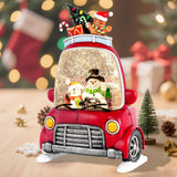 Christmas Snow Globes Dessert Train Water Glittering Lantern with 6H Timer Function Santa Snow Globe Christmas 3 AA Battery Operated for Xmas Festival Decorations Gifts (Dessert Train)