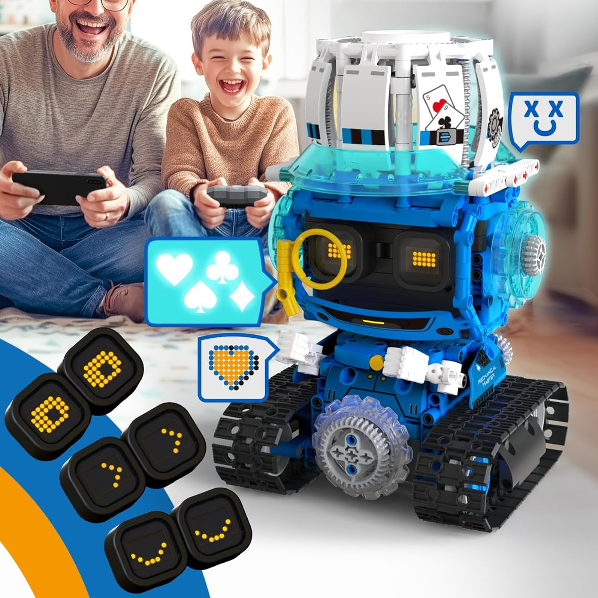 Opmind 5 in 1 STEM Robot Building Toys for Boys Age 8-13, 494PCS Remote & App-Controlled Set Educational Coding Toy, Kids DIY Sound & Light Interactive Science Sets, Gift for Boys Girls 10-12