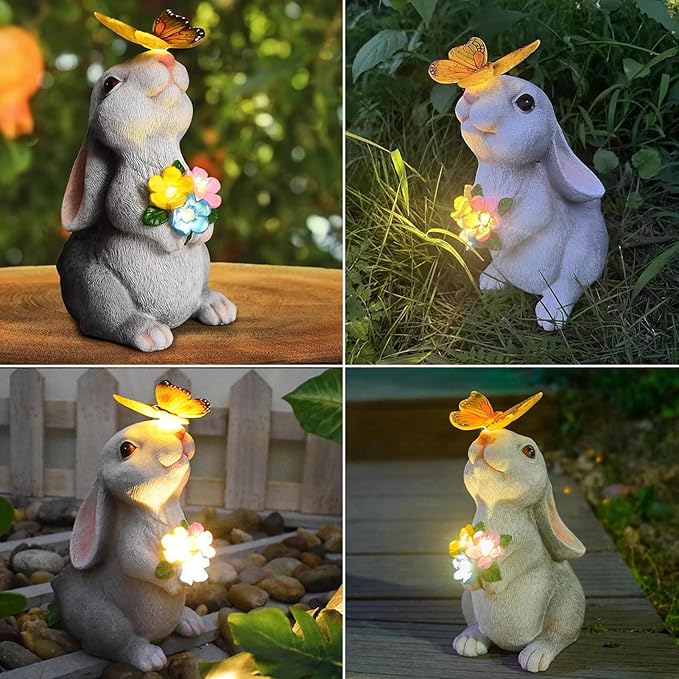 Solar Bunny Garden Statue