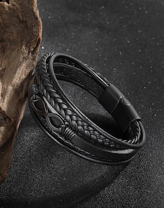 Infinity Leather Cuff Bracelet