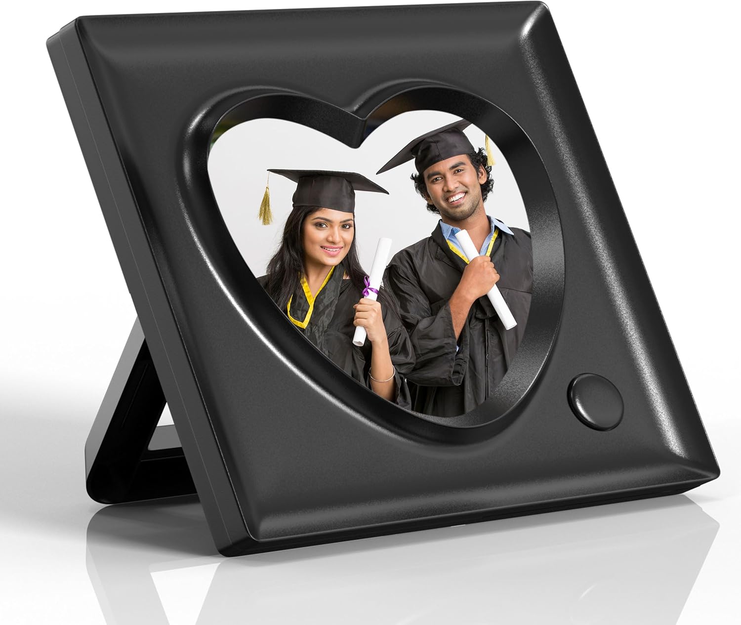 KWANWA Picture Frame Personalized Voice 20S Recordable, 3.9x3.9 Love Heart Shape Gifts for Graduation, Christmas, Birthday, Wedding, Photo Frame for Tabletop Desk Bookshelf Office Home