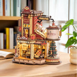 ROKR 3D Puzzle for Adults Christmas Dream Gift Factory Wooden Model Kit Luminous Factory DIY Dollhouse Kit Building with Music, Lights and 5 Elves for Adults