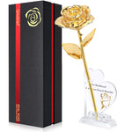 Sinvitron Gold Dipped Infinity Rose Forever Flower Decor, Resin Preserved Real Rose Birthday Gift for Women, Anniversary Present for Mom (Rose Red)