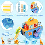 Tooysea Wooden Noah's Ark Toy with Animal Shape Sorter,Baptism Gifts for 1 2 3 4 Years Old,Montessori Toys for Toddlers,Baptism Gifts for Boys and Girls,24 Months Babies