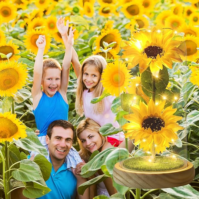 Sunflower Glass Dome Lamp