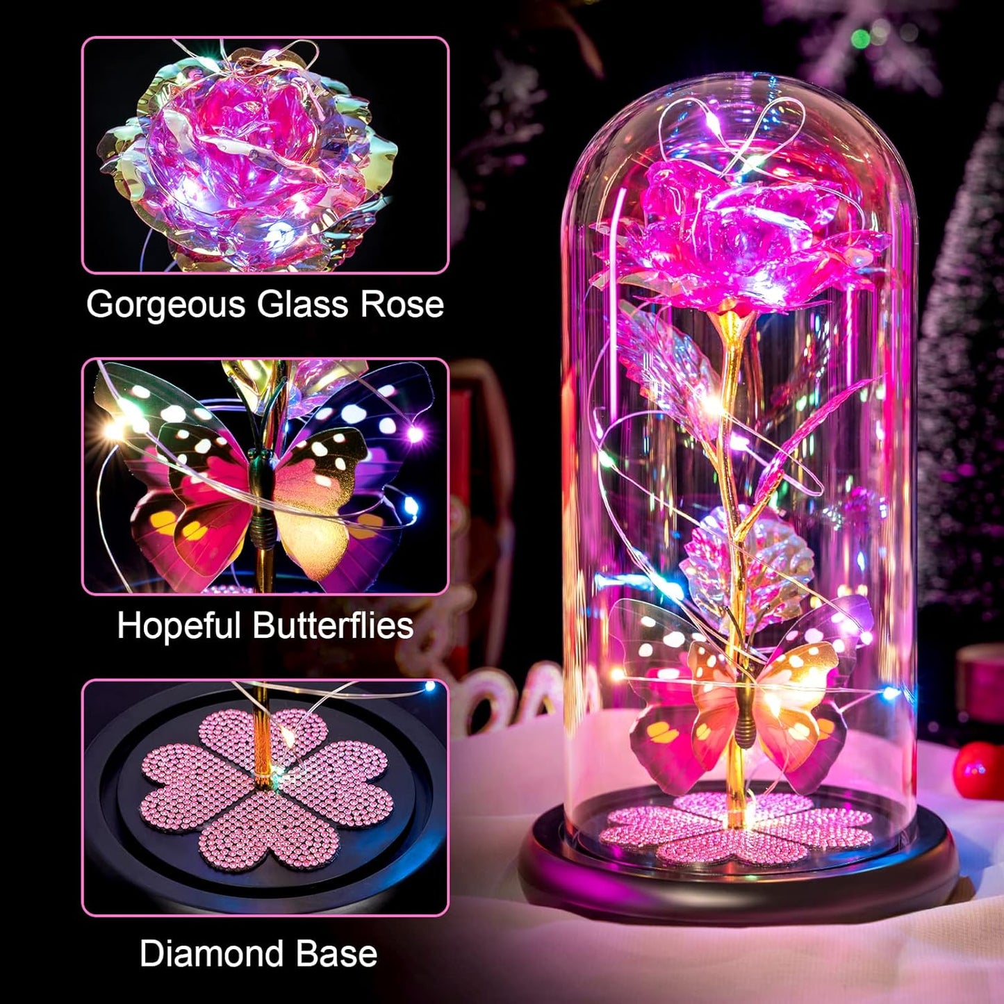 Galaxy Rose Glass Dome Gift