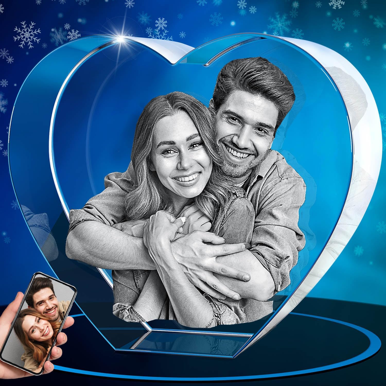 ArtPix 3D Crystal Photo, Christmas Personalized Gifts for Women, Wife, Her, Mom, Him, Men, Mother, Great Xmas Customized Unique Gift Idea with Your Own Photo, Custom Glass 3D Laser Etched Picture