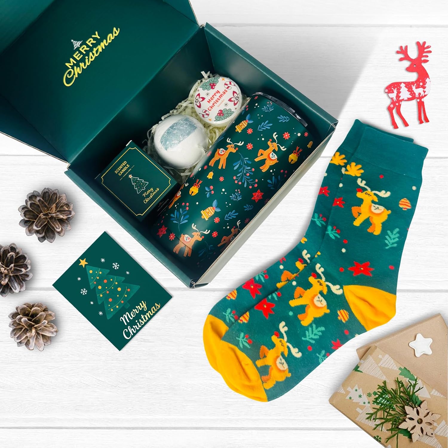 Regalos de Navidad para mujeres, regalos secretos de Papá Noel para mujeres, cesta de regalo única de Navidad, juego de regalo de Navidad para mamá, compañeros de trabajo, profesora, hermana, esposa