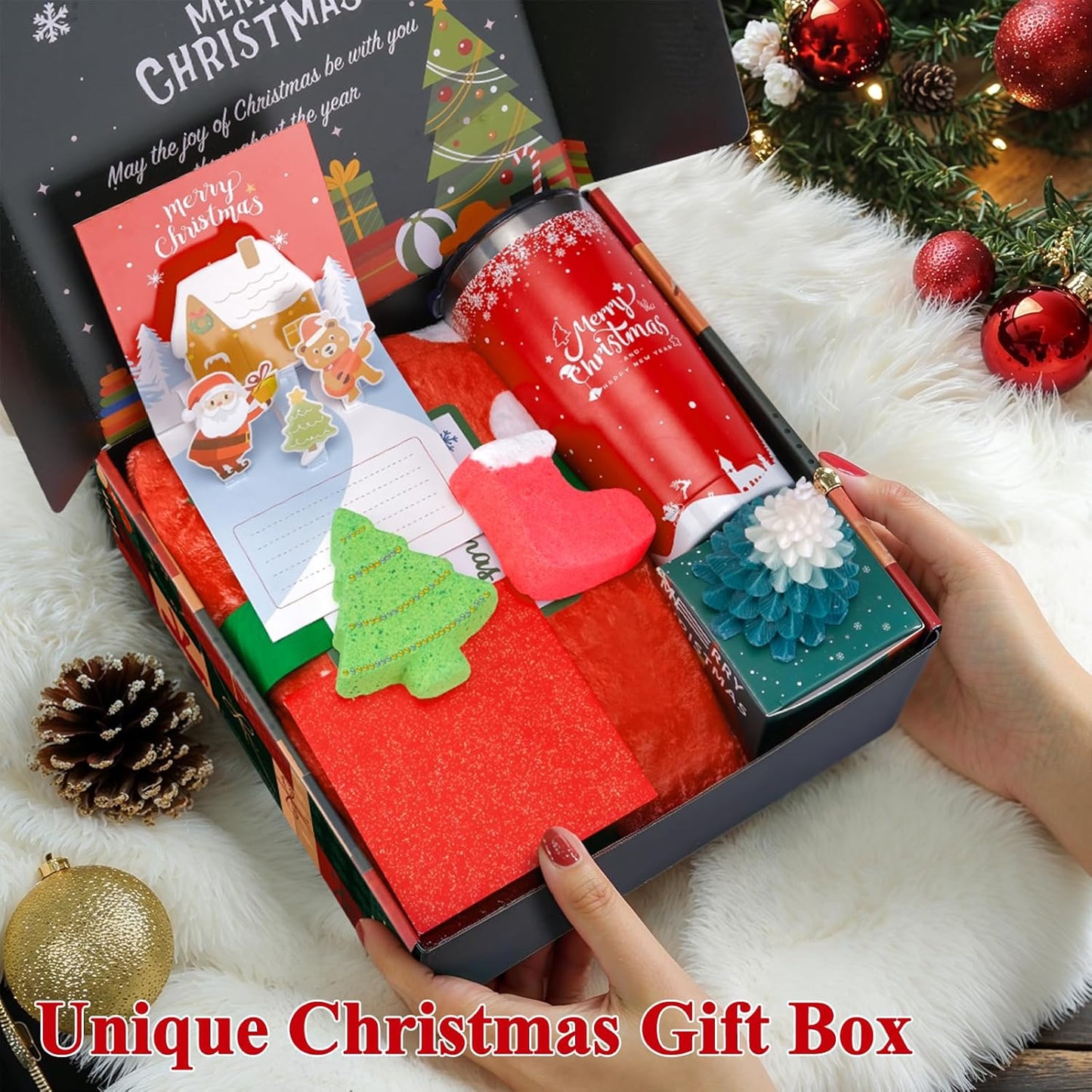 Christmas Gifts for Women 2025, Unique Christmas Gifts Basket for Coworker Teacher, Secret Santa Gifts for Her, Xmas Self Care Spa Burr Basket Ideas for Mom Wife Sisiter Nurse