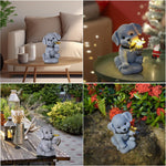 Solar Dog Statue with Butterfly