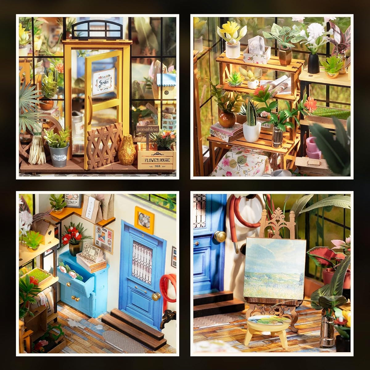 Rolife DIY Miniature Greenhouse Kit, Tiny/Mini House Making Kit with Furniture for Adults, Furniture, Halloween/Christmas Decorations, Gifts for Family and Friends (Cathy's Greenhouse)