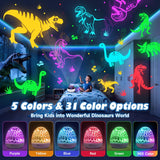 PIKOY Dinosaur Toys for Kids 3-5 Easter Gifts for Kids Toys Night Light Projector Dinosaur Eggs Easter Eggs | 15 Sounds & 3D Films | 31Colors & Remote Control | Boy Toys, Boys Room Decor