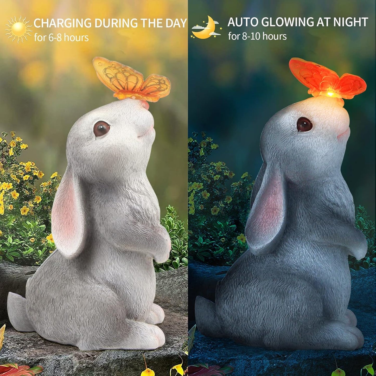 Solar Bunny Garden Statue