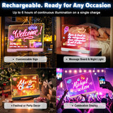 16-Inch Rechargeable Doodle Glow LED Note Board, 7-Color Light Modes, Neon Art Dry Erase Light Up Drawing Pad with Built-in Stand, Sketching Gift Toy for Kids/Girls/Teens, 5 Markers & Tracing Book