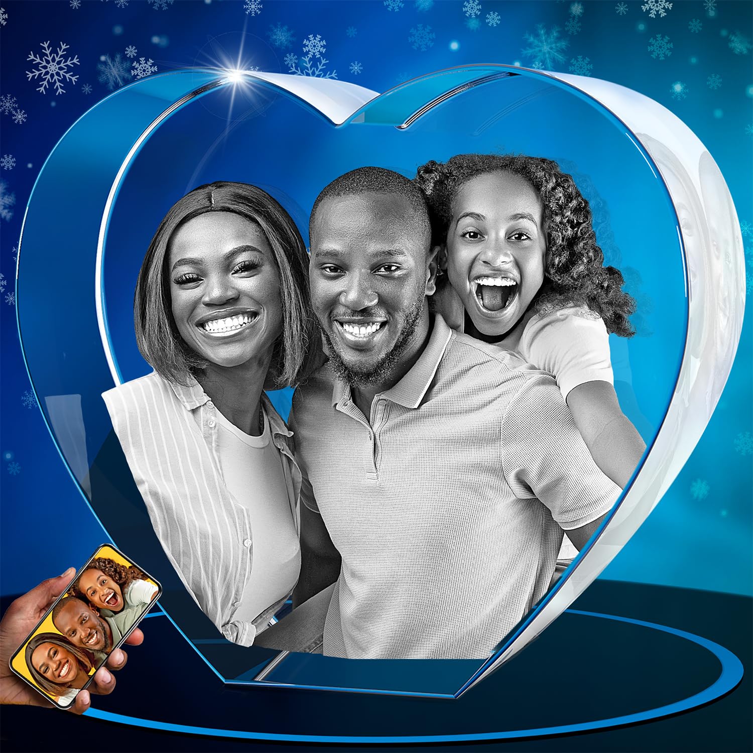 ArtPix 3D Crystal Photo, Christmas Personalized Gifts for Women, Wife, Her, Mom, Him, Men, Mother, Great Xmas Customized Unique Gift Idea with Your Own Photo, Custom Glass 3D Laser Etched Picture