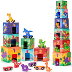 Atoylink Toddler Sorting and Stacking Toys with Magnetic Wooden Cars & Community Helpers, Baby Number Blocks Nesting Boxes Preschool Learning Montessori Toys for 1 2 3 Year Old Boys Girls Gift