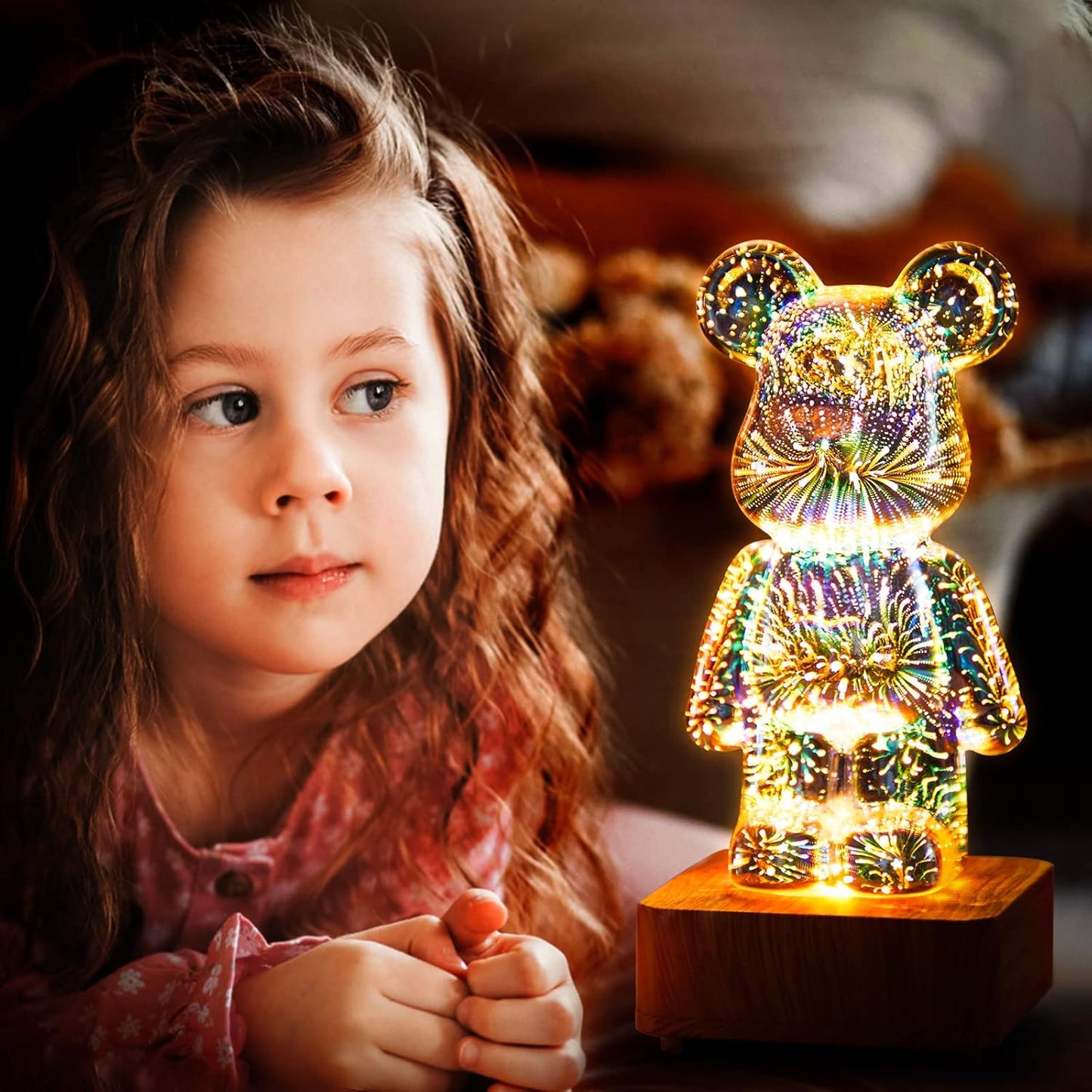 3D LED Bear Fireworks Lamp