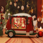Christmas Snow Globe, RV Santa Claus Couples Scene Snow Globe, Glittering Lantern with Timer, Snow Globe Lantern USB or Battery Powered for Desktop Ornament, Christmas Decoration
