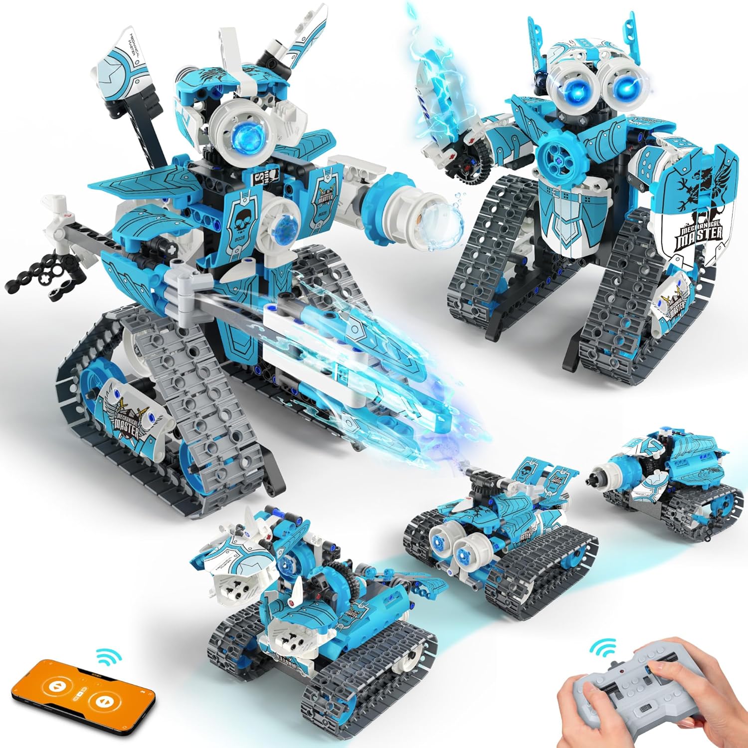 Opmind 5 in 1 STEM RC Robot Building Kit, 408PCS APP & Remote Control Blocks DIY Engineering Robotics, Erector Science Set for Kids Age 6 7 8 9 10 11 12+, Educational Learn Toys Gift for Boys & Girls