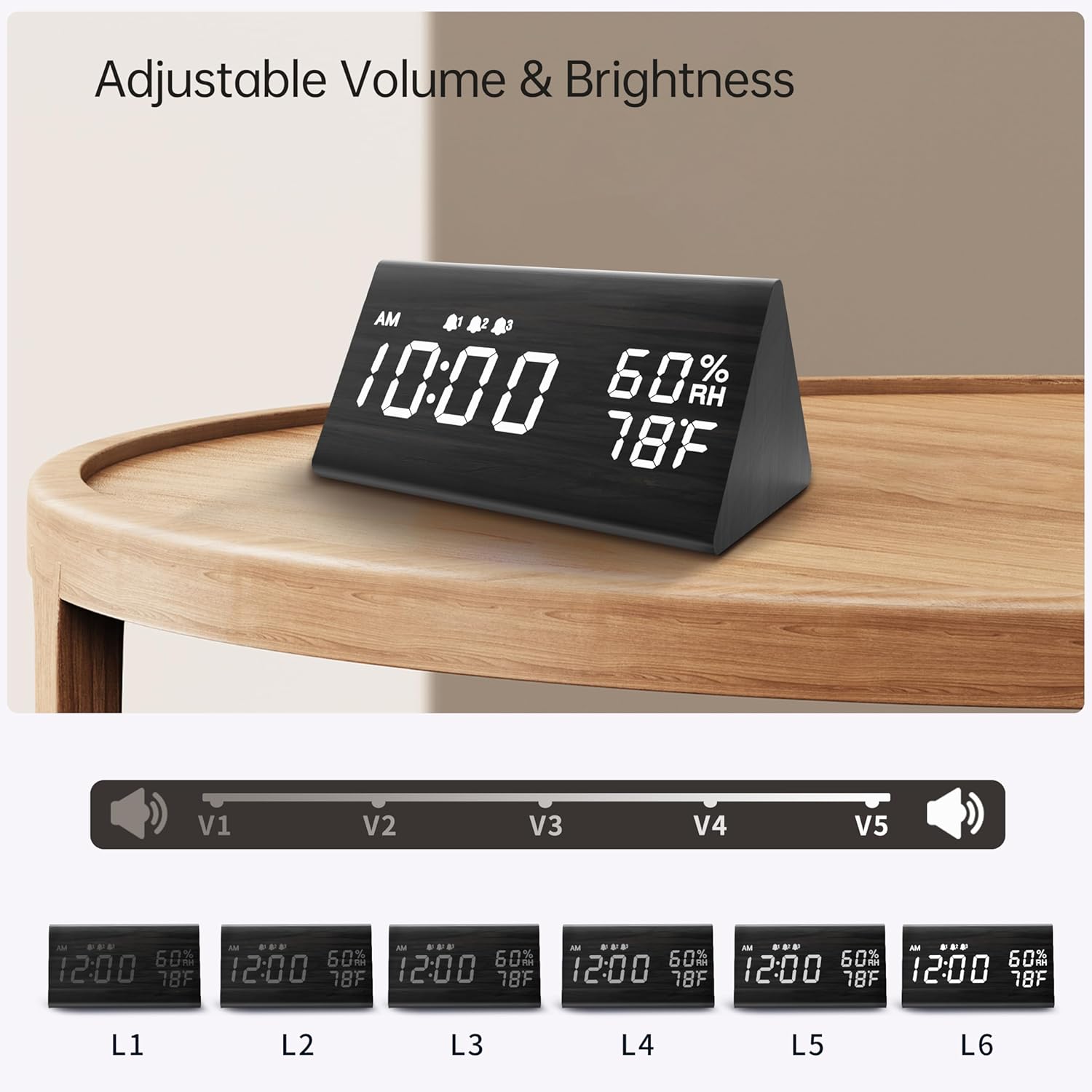 Wooden LED Digital Alarm Clock