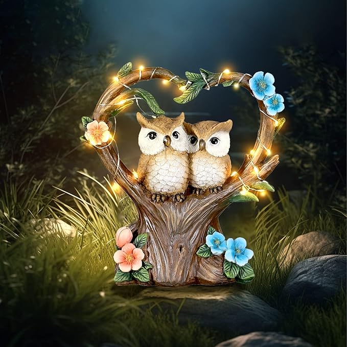 Solar Owl Garden Statue