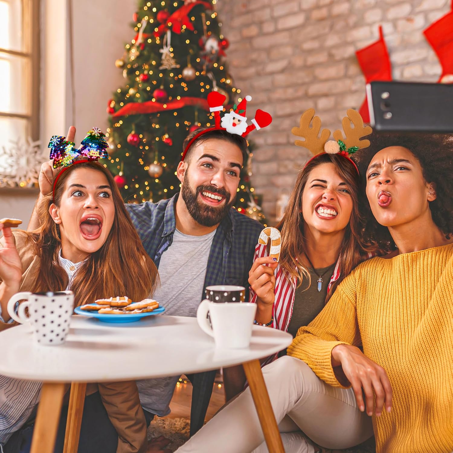 Diademas de Navidad y diadema de disfraces, accesorios de Navidad de Papá Noel, decoraciones de fiesta para mujeres