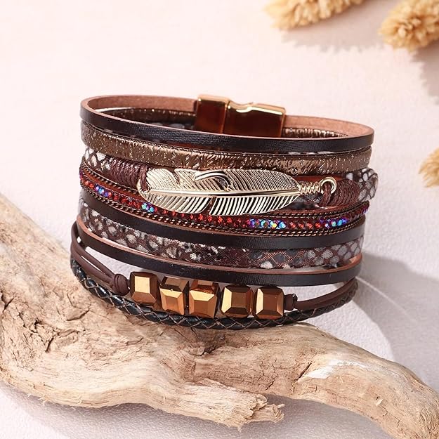 Leather Leopard Wrap Bracelet