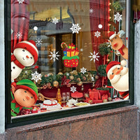 XIMISHOP - 82 calcomanías para ventana con diseño de Navidad, decoración navideña, copos de nieve, Papá Noel, renos, para fiestas