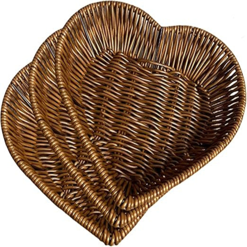 Heart-Shaped Rattan Basket Set