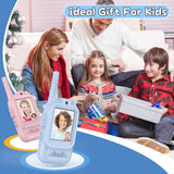 Walkie Talkies for Kids Pack of 2, Rechargeable Long Range Two Way Radios Toys for Boys Girls Age 3-5, Outdoor Adventure Camping Hiking, Birthday with Pink Blue Design