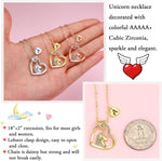 Hidepoo Unicorn Gifts for Girls Necklace - Colorful CZ Heart Pendant Initial Unicorn Necklaces for Girl Kids Litter Girl Unicorns Jewelry Birthday Gifts for Girls Kids