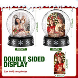 Christmas Photo Snow Globe with Base Snow Globe Photo Frame Clear Plastic Snow Water Globe Picture Frame Christmas Crafts Double Sided Display for Xmas Home Decoration Gift(3 Pcs)