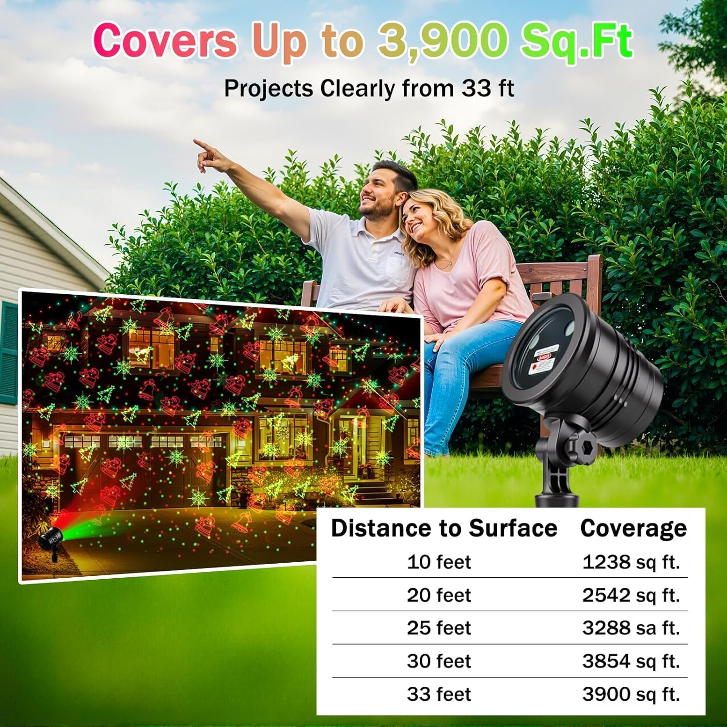 Luces láser de Navidad rojo y verde con control remoto inalámbrico para decoración de exteriores, proyector de luz impermeable, espectáculo de luz estelar led para decoración de Navidad, casa, patio, jardín, pared interior