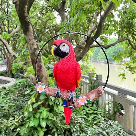 Hanging Parrot Garden Sculpture