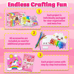 Unicorn Craft Box-12 Projects Fun Arts and Crafts for Kids Ages 4-8,Creative Educational Activity, No Mess Individually Packaged Travel Toys,Party Favors,Birthday Gift for Girls 3 4 5 6 7 8 Years Old