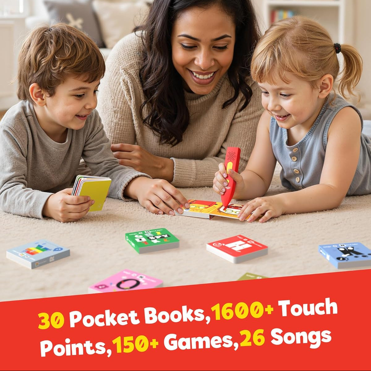 KOKODI Talking Pen 30 Small Books Sets, Interactive Audio Sound Books Kids Learning Electronic Toys for Boys Girls, 30 Palm Books Focused Mini Board Books for Educational Tiny Block Book Learning