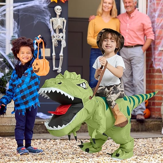 Inflatable Dinosaur Ride-On Set