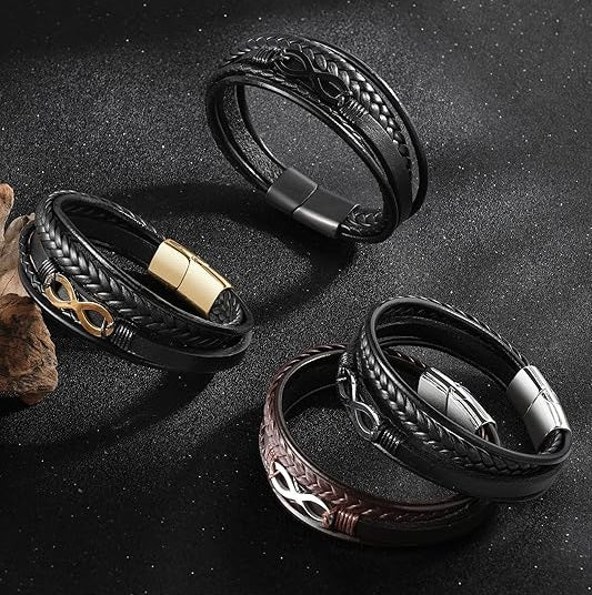 Infinity Leather Cuff Bracelet
