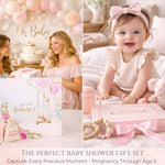 Luxury Baby Girl Memory Book Set – Keepsake Journal & Milestone Album from Pregnancy to Age 5 with Premium Gift Box, Storage Pouch & Keepsake Envelope – Baby Shower & Newborn Gift