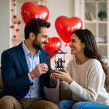 Anniversary Wedding Gifts for Couple/Her - Romantic Couple Statue in Love, Black Metal Figurine Sweet Loving Together Iron Sculpture Decor, Valentines Gifts for Wife Husband Birthday