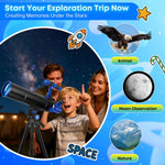 Hawkko Telescope for Adults & Kids Beginners, 80mm Aperture 500mm Telescopes for Adults Astronomy, (20X-150X) Portable Refractor Telescope Kit with Decorate Stickers, Backpack, Phone Adapter-BlackBlue