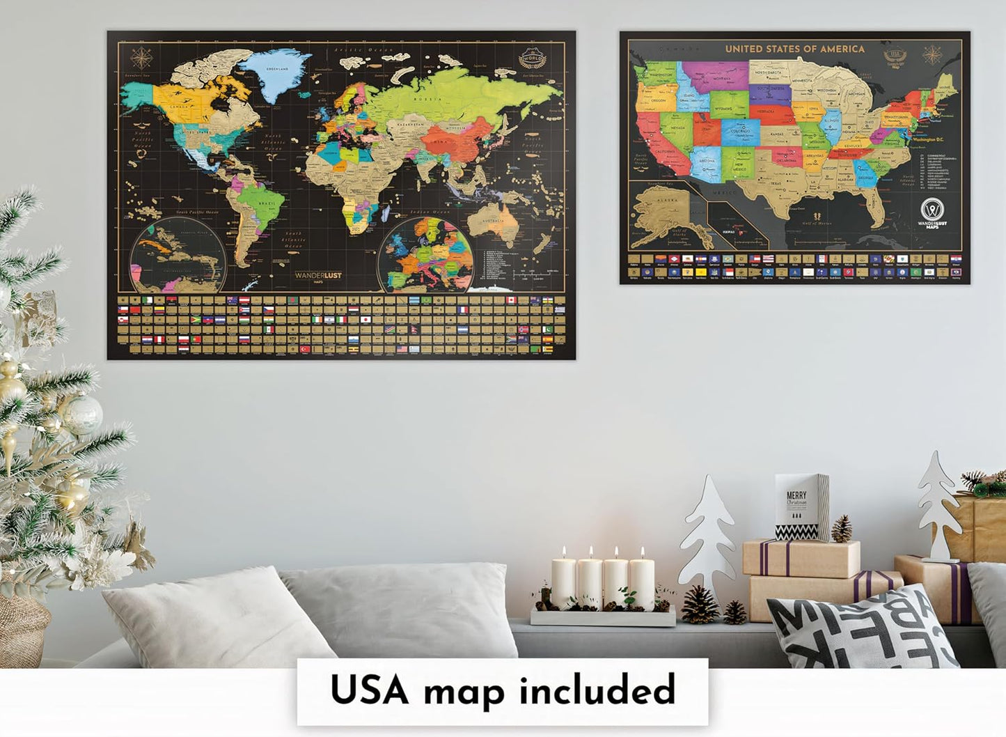 Scratch-Off World & USA Map Set