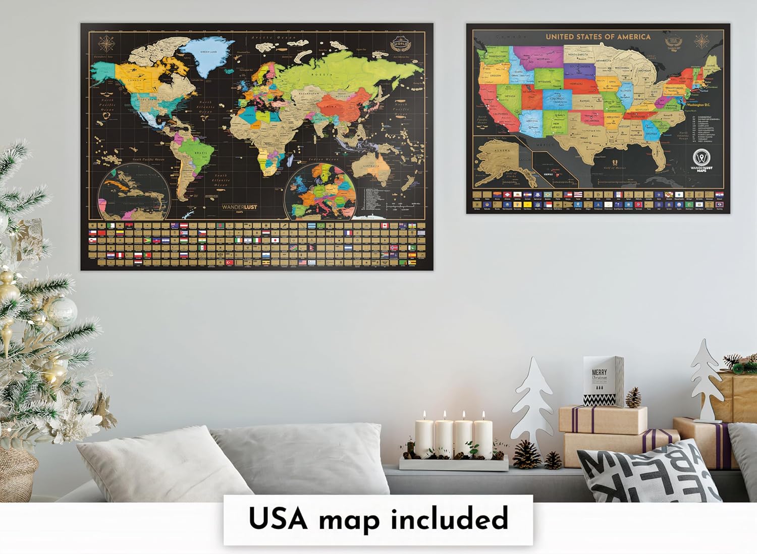 Scratch-Off World & USA Map Set