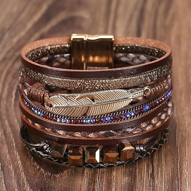 Leather Leopard Wrap Bracelet