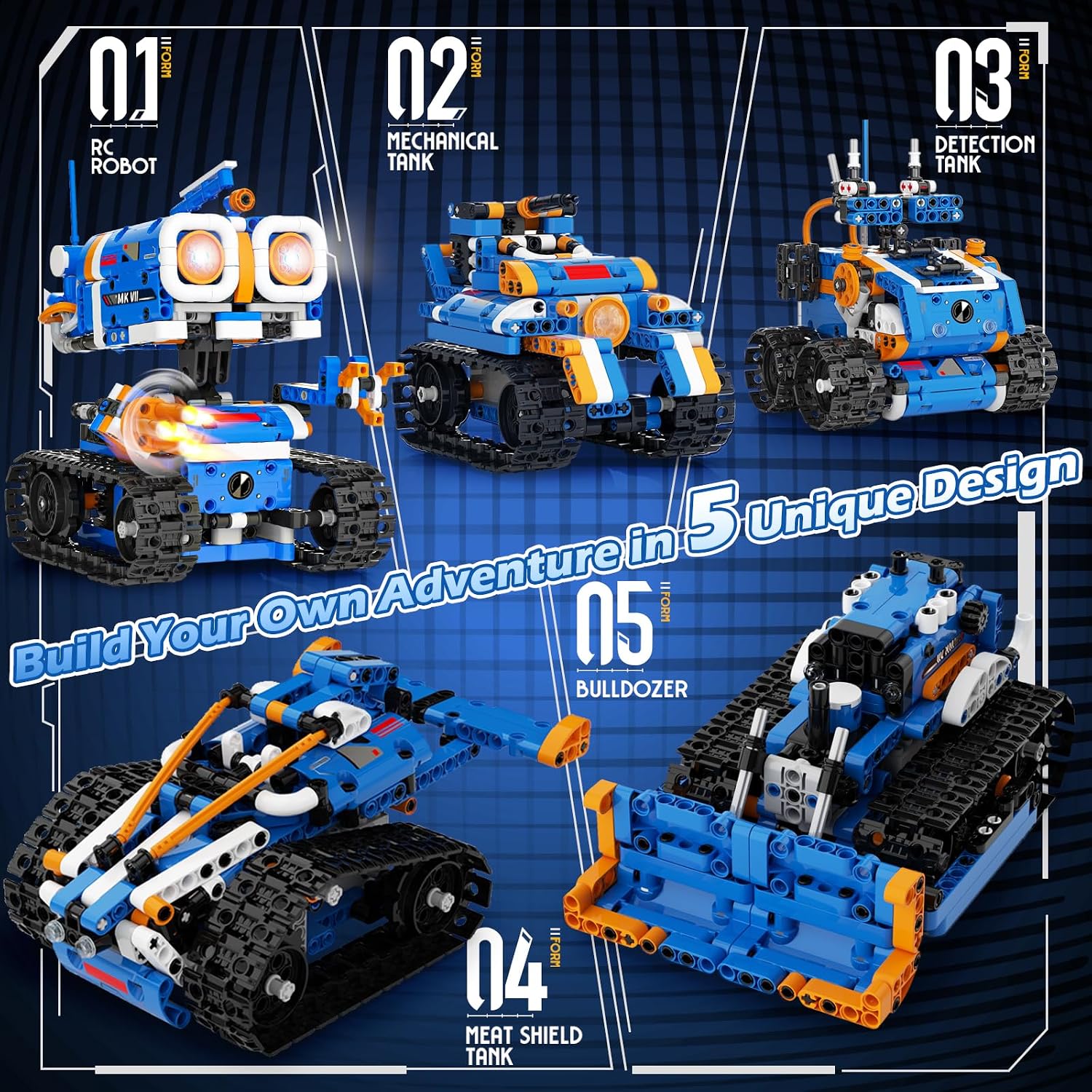 Demkia 5in1 STEM Robot Building Kit, 560 PCS APP/Remote Control Mech RC Robotics for Kids Ages 8-12, Science Kit Coding Robots Toy Set, Birthday Gifts for Boys Age 8-14+