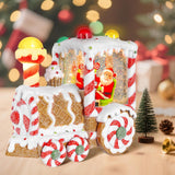 Christmas Snow Globes Dessert Train Water Glittering Lantern with 6H Timer Function Santa Snow Globe Christmas 3 AA Battery Operated for Xmas Festival Decorations Gifts (Dessert Train)