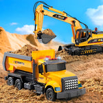 LerBao 2 Pack Construction Engineering Truck Toys,Moveable Claw Excavator & Lifting Back Dump Truck Toy for 3 4 5 6 7 8 Years Old Boys Kids Childs Toddlers Christmas Birthday Gift