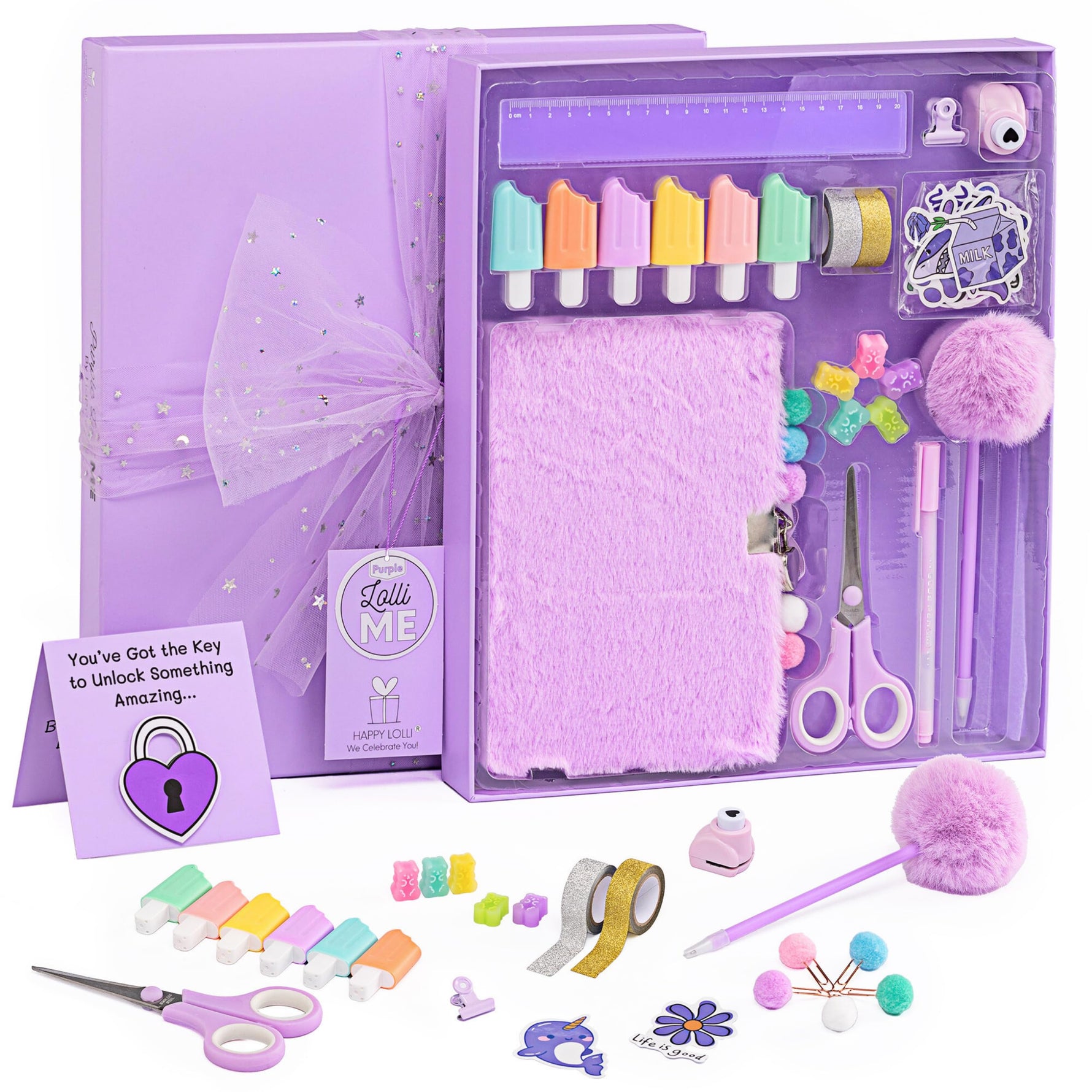 HAPPY LOLLI Mint LolliME DIY Journal Kit for Tween & Teen Girls Ages 8–14, Birthday Gift, 300+ Pieces Lockable Diary Set, Arts & Crafts, Scrapbook & Creative Journaling