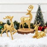 Exasinine 3 PCS Gold Reindeer Decor Christmas Figurines for Xmas Holiday Indoor Decorations Family Reindeer Christmas Decor for Centerpieces Ornaments Tabletop Mantle Decorations Home Office